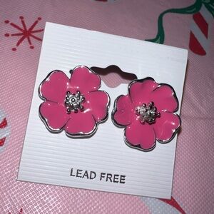 Pink Flower Earrings